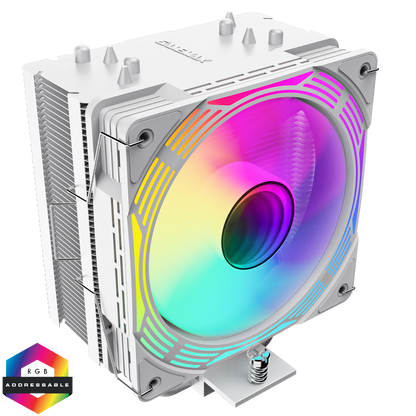 GameMax Ice Force White CPU Cooler With 120mm FN12A-C8I PWM ARGB Infinity Fan 4 x 6mm Heat Pipes TDP 200W - Destello