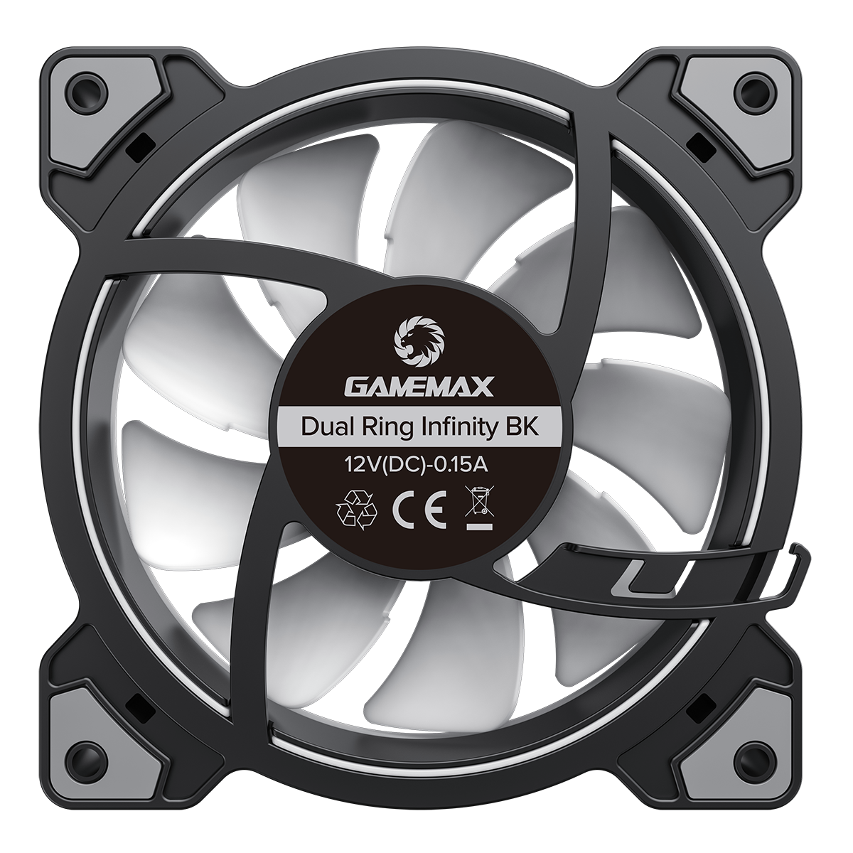 GameMax Infinity 120mm ARGB Dual-Ring Black Fan - Destello