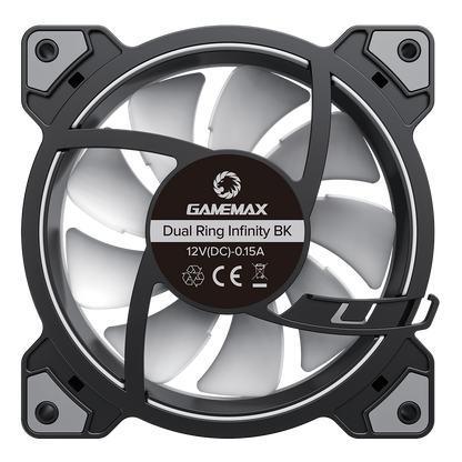 GameMax Infinity 120mm ARGB Dual-Ring Black Fan - Destello