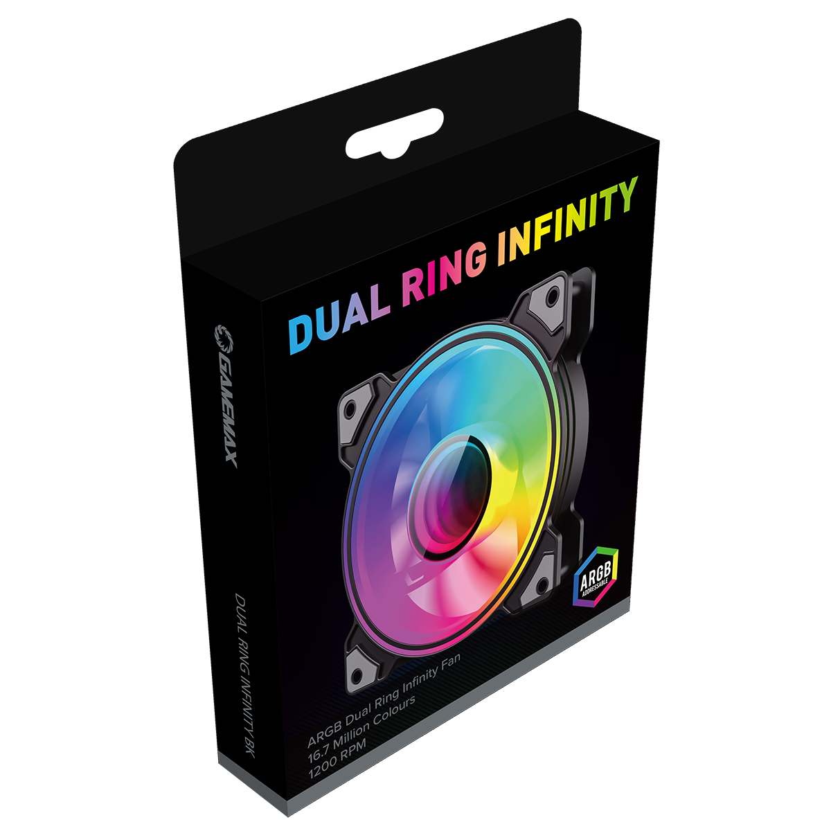 GameMax Infinity 120mm ARGB Dual-Ring Black Fan - Destello