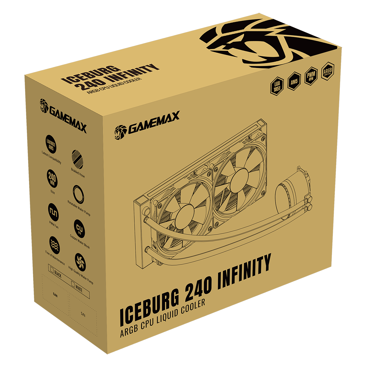 GameMax Iceburg 240mm White AIO ARGB Water Cooler