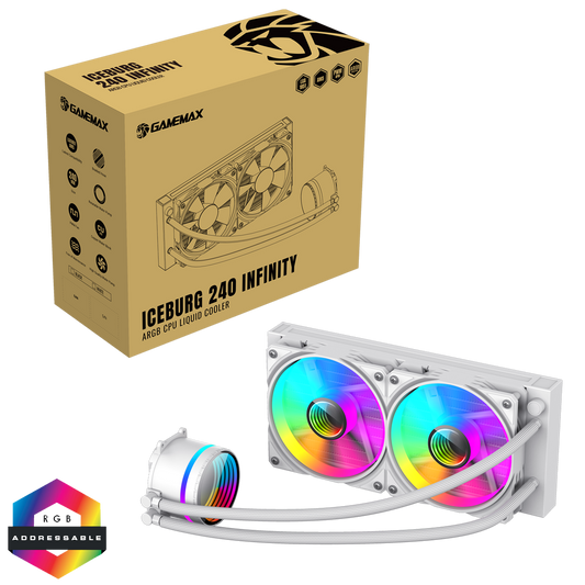 GameMax Iceburg 240mm White AIO ARGB Water Cooler - Destello