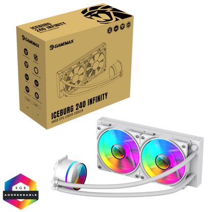 GameMax Iceburg 240mm White AIO ARGB Water Cooler - Destello