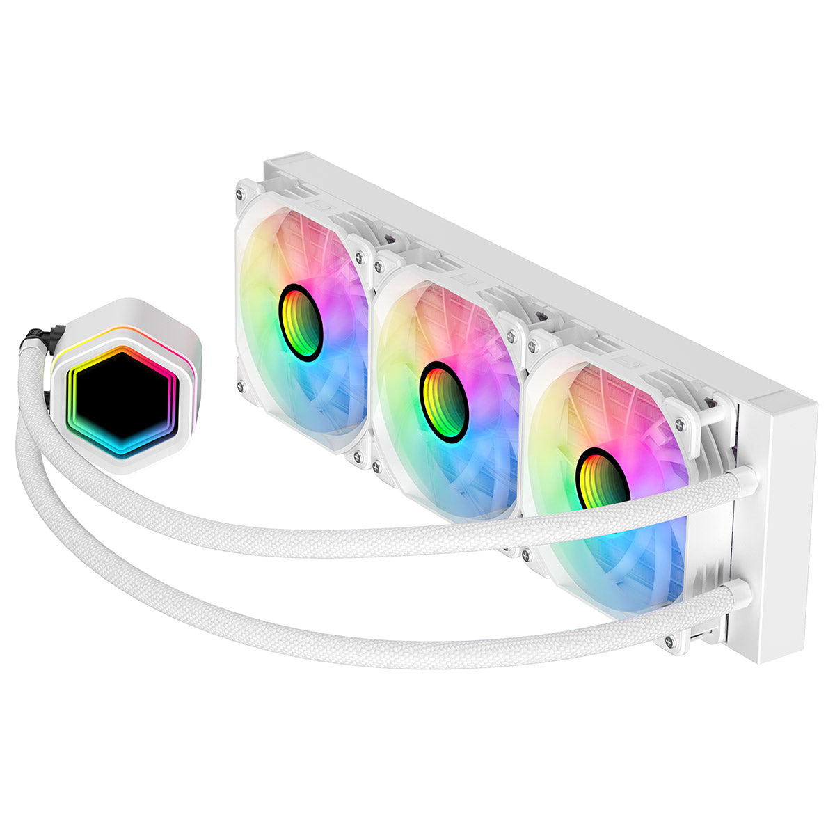 Powercool Edge White ARGB All-In-One 360mm Intel and AMD CPU Infinity Watercooler - Destello