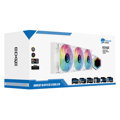 Powercool Edge White ARGB All-In-One 360mm Intel and AMD CPU Infinity Watercooler - Destello