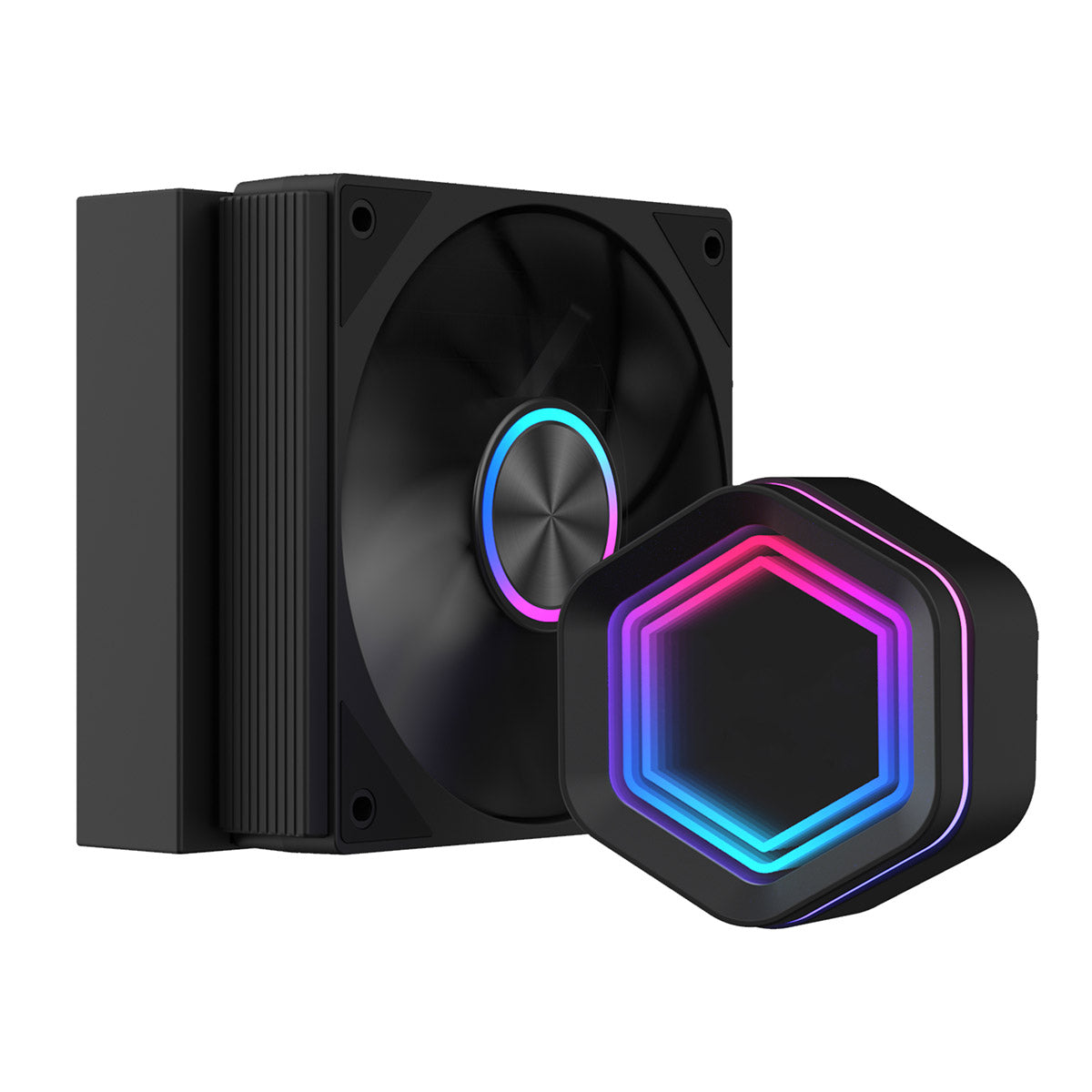 Powercool Velocity Black ARGB All-In-One 120mm Intel and AMD FDB Infinity Watercooler - Destello