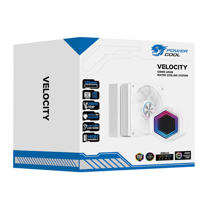 Powercool Velocity Black ARGB All-In-One 120mm Intel and AMD FDB Infinity Watercooler - Destello
