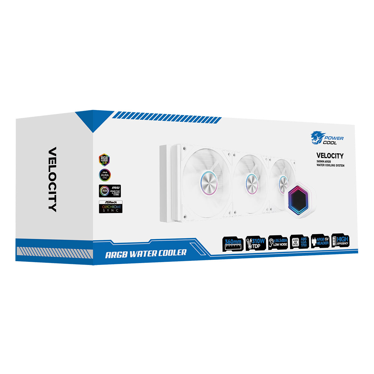 Powercool Velocity Black ARGB All-In-One 360mm Intel and AMD FDB Infinity Watercooler - Destello
