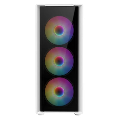 CiT Blade White ATX Gaming Case with Tempered Glass Panels with 70 Percent Tint with 6 x Inner-Ring ARGB Fans and 6-Port Hub CiT
