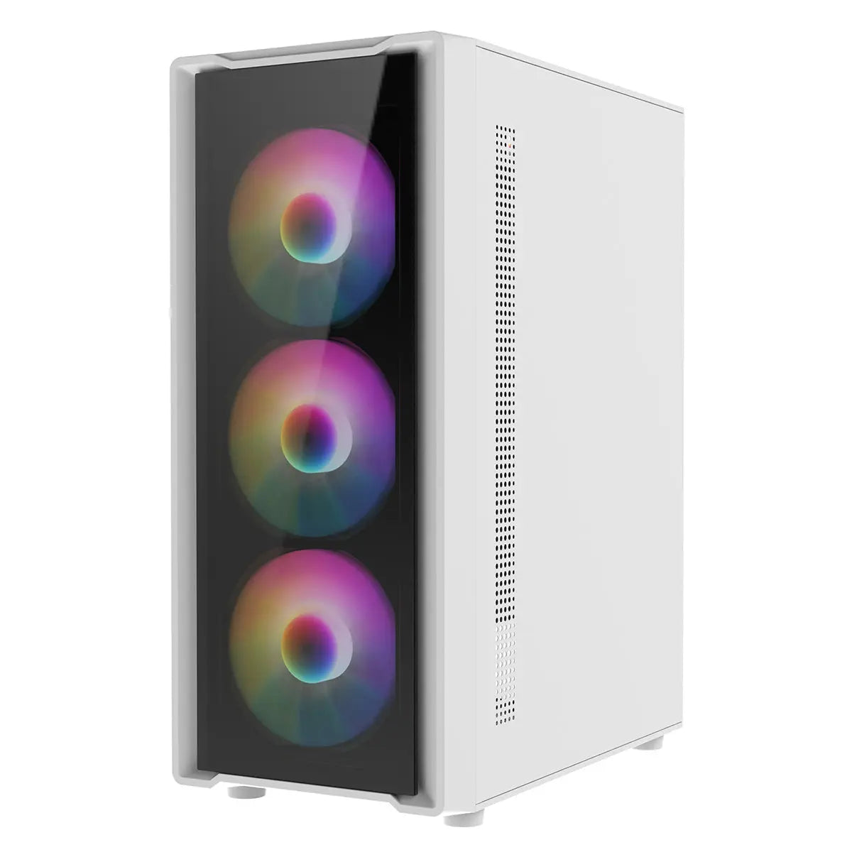 CiT Blade White ATX Gaming Case with Tempered Glass Panels with 70 Percent Tint with 6 x Inner-Ring ARGB Fans and 6-Port Hub