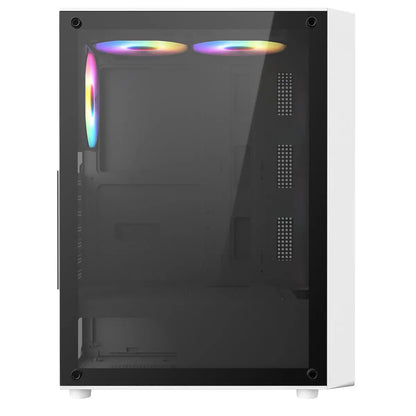CiT Blade White ATX Gaming Case with Tempered Glass Panels with 70 Percent Tint with 6 x Inner-Ring ARGB Fans and 6-Port Hub