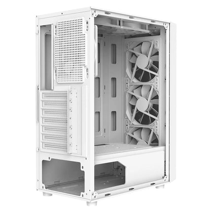 CiT Blade White ATX Gaming Case with Tempered Glass Panels with 70 Percent Tint with 6 x Inner-Ring ARGB Fans and 6-Port Hub