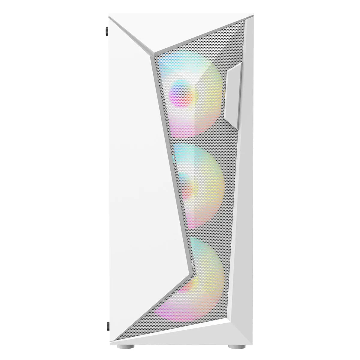 CiT Carisma White ATX Gaming Case with Mesh and ABS Front and Tempered Glass Side Panel with 6 x ARGB Fans and 6-Port MB Sync Hub