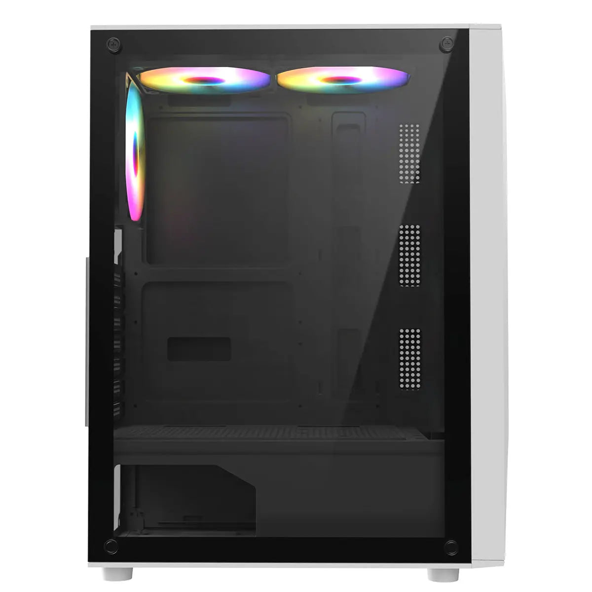 CiT Carisma White ATX Gaming Case with Mesh and ABS Front and Tempered Glass Side Panel with 6 x ARGB Fans and 6-Port MB Sync Hub CiT