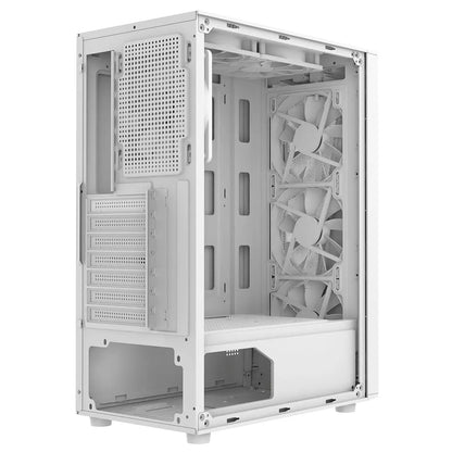 CiT Carisma White ATX Gaming Case with Mesh and ABS Front and Tempered Glass Side Panel with 6 x ARGB Fans and 6-Port MB Sync Hub CiT