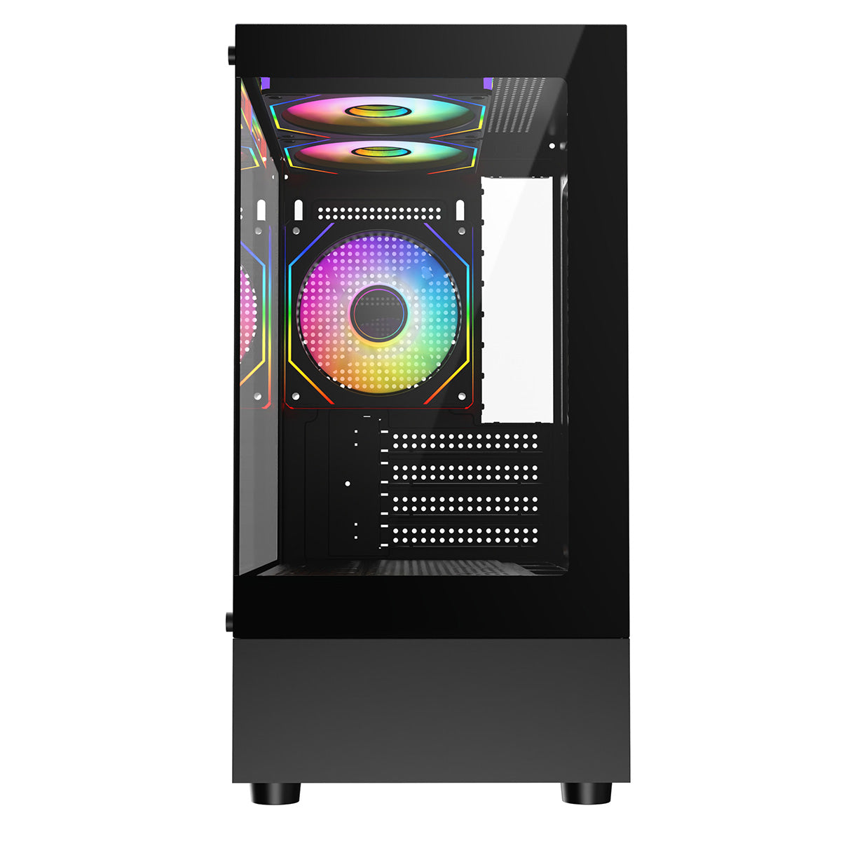 CiT Celsius Black Micro-ATX Gaming Case with Tempered Glass Front and Side Panels with 3 x 120mm ARGB PWM Infinity Fans