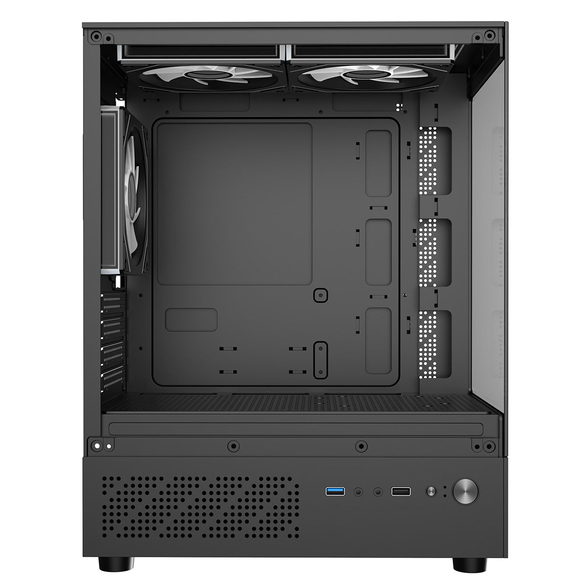 CiT Celsius Black Micro-ATX Gaming Case with Tempered Glass Front and Side Panels with 3 x 120mm ARGB PWM Infinity Fans - Destello
