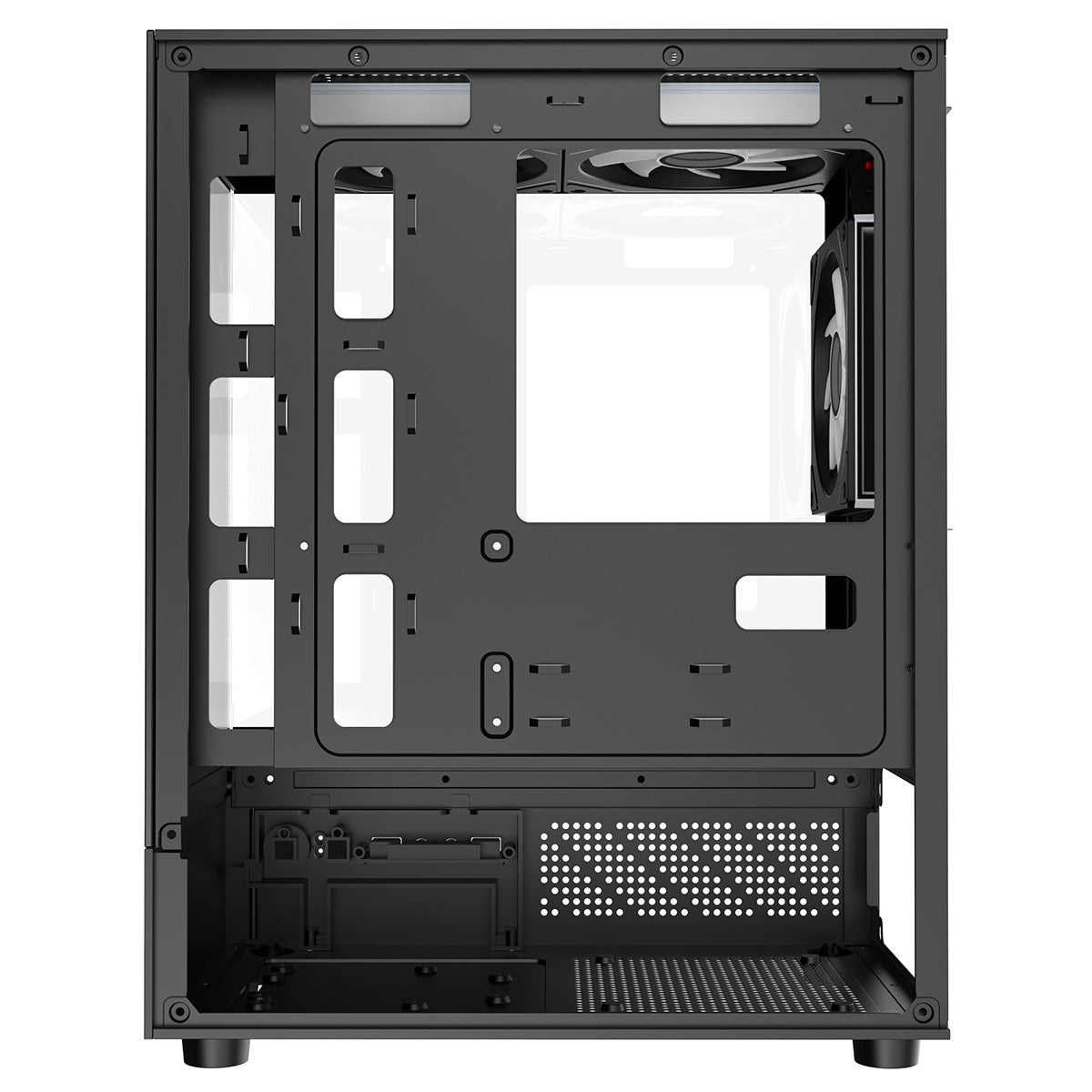 CiT Celsius Black Micro-ATX Gaming Case with Tempered Glass Front and Side Panels with 3 x 120mm ARGB PWM Infinity Fans - Destello