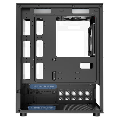 CiT Celsius Black Micro-ATX Gaming Case with Tempered Glass Front and Side Panels with 3 x 120mm ARGB PWM Infinity Fans - Destello