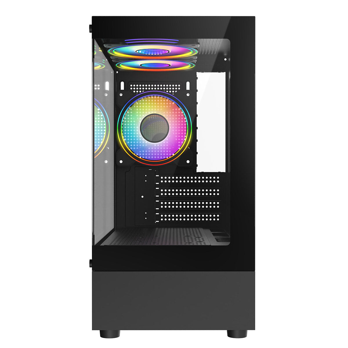 CiT Celsius Black Micro-ATX Gaming Cube | Tempered Glass Front & Side Panels | 3 x CiT RGB Fans