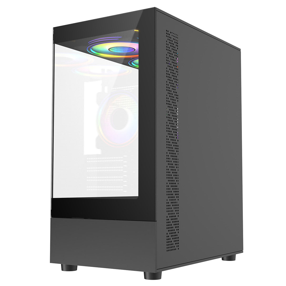 CiT Celsius Black Micro-ATX Gaming Cube | Tempered Glass Front & Side Panels | 3 x CiT RGB Fans