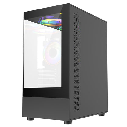 CiT Celsius Black Micro-ATX Gaming Cube | Tempered Glass Front & Side Panels | 3 x CiT RGB Fans