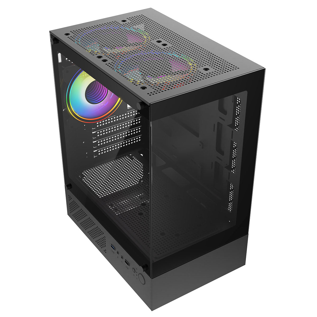 CiT Celsius Black Micro-ATX Gaming Cube | Tempered Glass Front & Side Panels | 3 x CiT RGB Fans