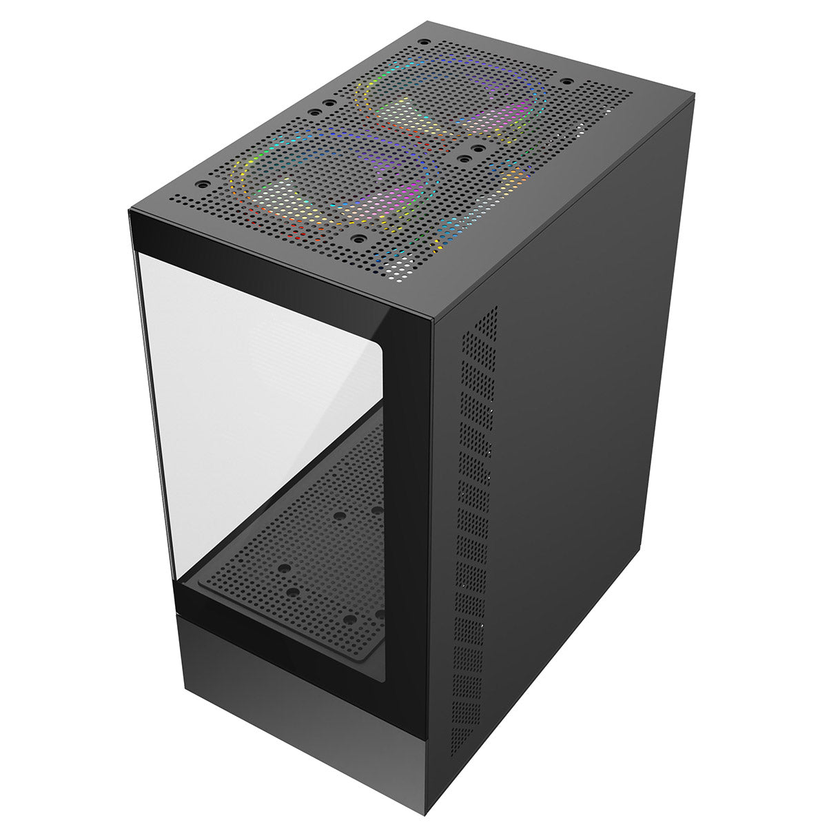 CiT Celsius Black Micro-ATX Gaming Cube | Tempered Glass Front & Side Panels | 3 x CiT RGB Fans