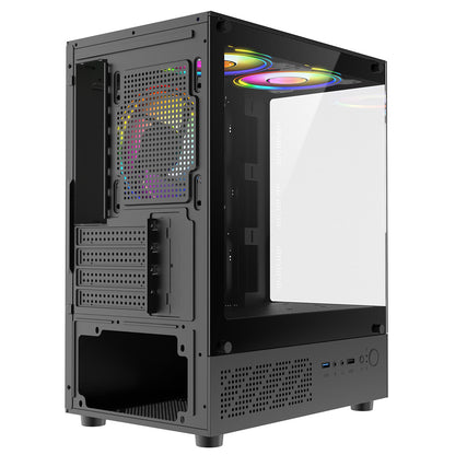 CiT Celsius Black Micro-ATX Gaming Cube | Tempered Glass Front & Side Panels | 3 x CiT RGB Fans
