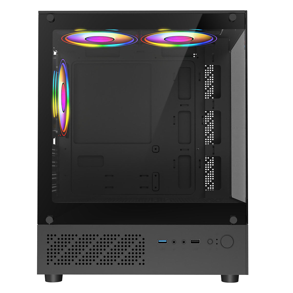 CiT Celsius Black Micro-ATX Gaming Cube | Tempered Glass Front & Side Panels | 3 x CiT RGB Fans
