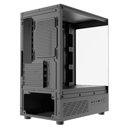 CiT Celsius Black Micro-ATX Gaming Cube | Tempered Glass Front & Side Panels | 3 x CiT RGB Fans