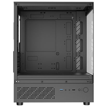 CiT Celsius Black Micro-ATX Gaming Cube | Tempered Glass Front & Side Panels | 3 x CiT RGB Fans