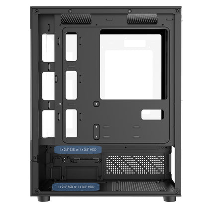 CiT Celsius Black Micro-ATX Gaming Cube | Tempered Glass Front & Side Panels | 3 x CiT RGB Fans