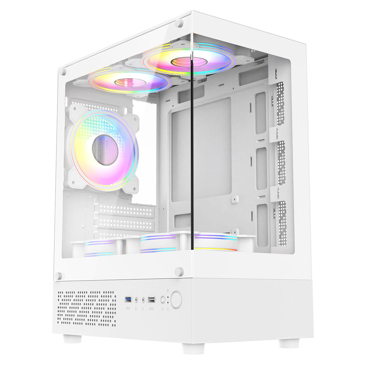 CiT Celsius White Micro-ATX Gaming Cube | Tempered Glass Front & Side Panels | 3 x CiT RGB Fans