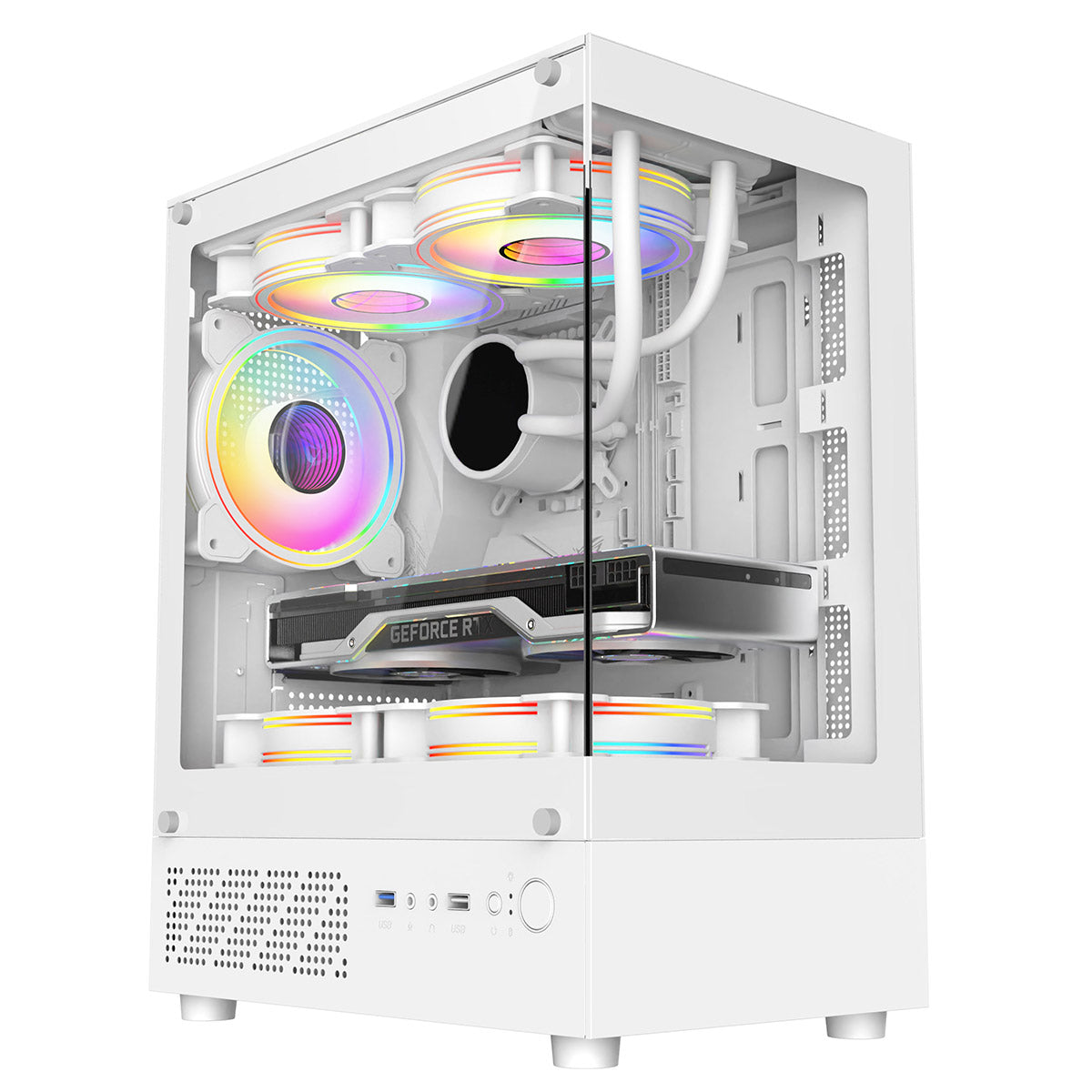 CiT Celsius White Micro-ATX Gaming Cube | Tempered Glass Front & Side Panels | 3 x CiT RGB Fans
