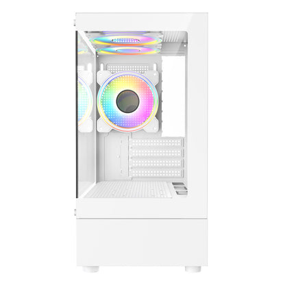 CiT Celsius White Micro-ATX Gaming Cube | Tempered Glass Front & Side Panels | 3 x CiT RGB Fans