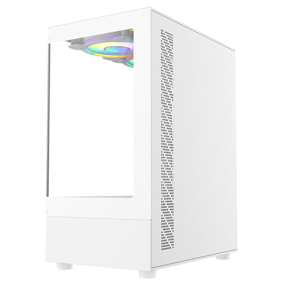 CiT Celsius White Micro-ATX Gaming Cube | Tempered Glass Front & Side Panels | 3 x CiT RGB Fans