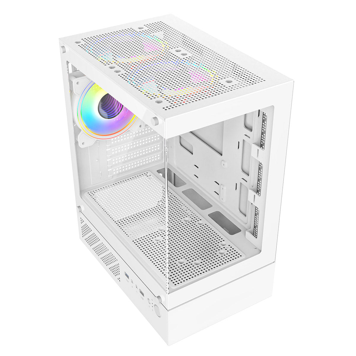CiT Celsius White Micro-ATX Gaming Cube | Tempered Glass Front & Side Panels | 3 x CiT RGB Fans