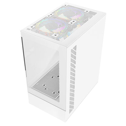 CiT Celsius White Micro-ATX Gaming Cube | Tempered Glass Front & Side Panels | 3 x CiT RGB Fans