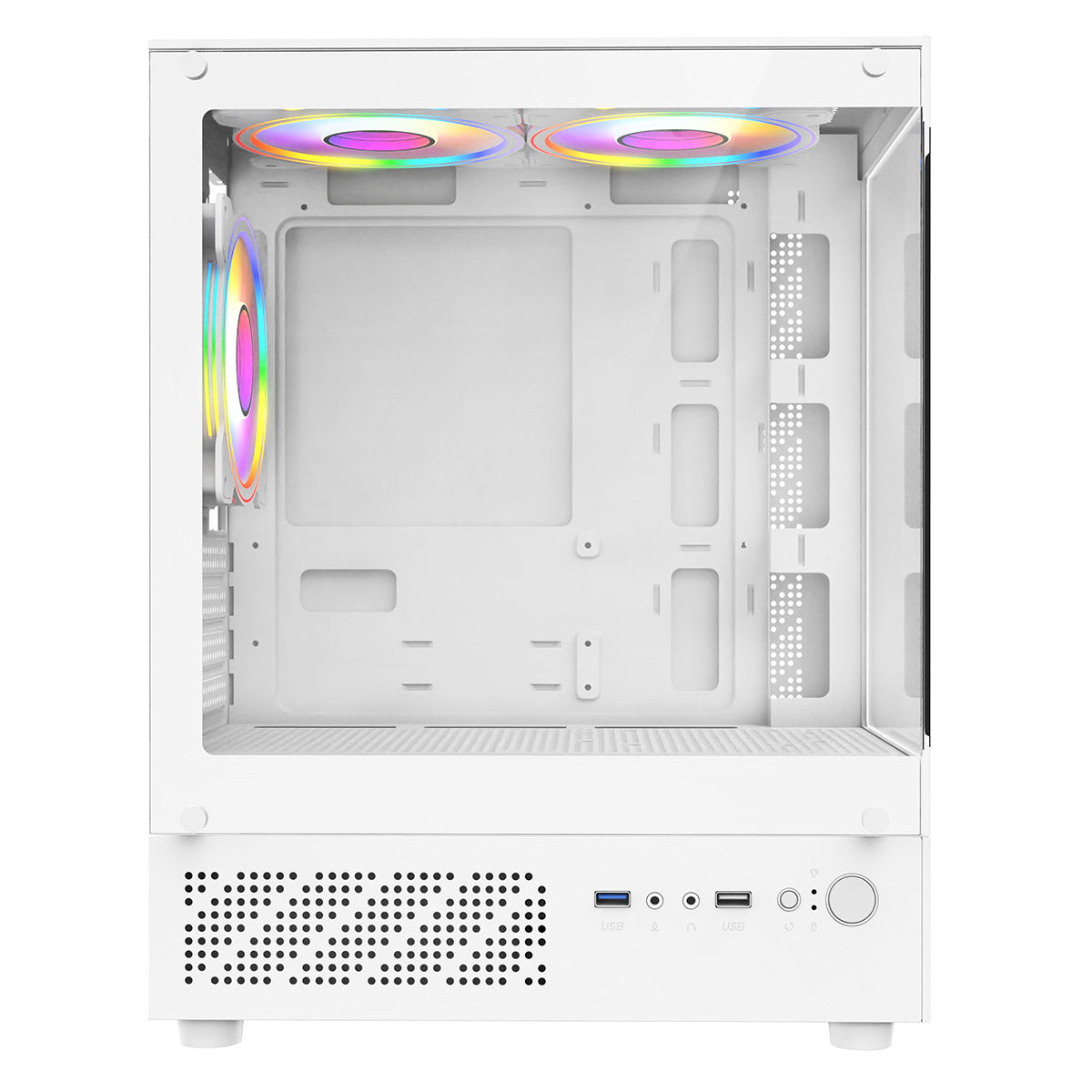 CiT Celsius White Micro-ATX Gaming Cube | Tempered Glass Front & Side Panels | 3 x CiT RGB Fans