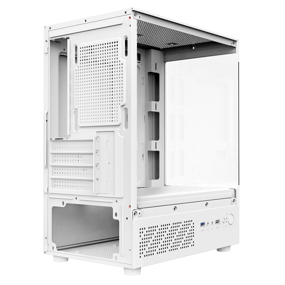 CiT Celsius White Micro-ATX Gaming Cube | Tempered Glass Front & Side Panels | 3 x CiT RGB Fans