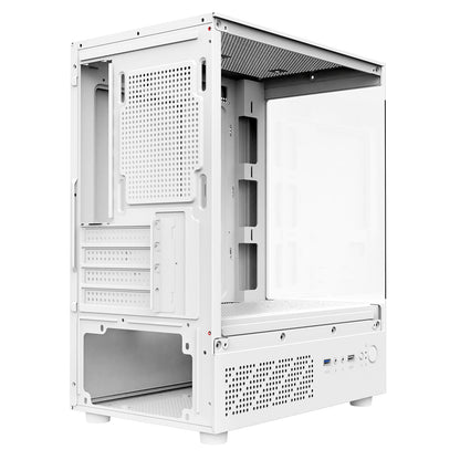 CiT Celsius White Micro-ATX Gaming Cube | Tempered Glass Front & Side Panels | 3 x CiT RGB Fans