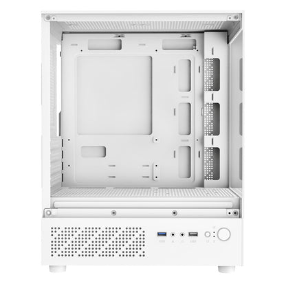 CiT Celsius White Micro-ATX Gaming Cube | Tempered Glass Front & Side Panels | 3 x CiT RGB Fans
