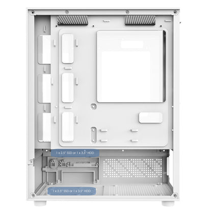 CiT Celsius White Micro-ATX Gaming Cube | Tempered Glass Front & Side Panels | 3 x CiT RGB Fans