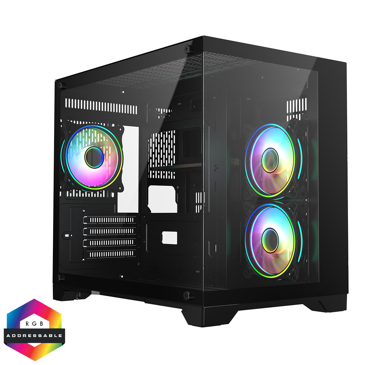 CiT Concept Black MATX Gaming Cube Tempered Glass RGB Fans