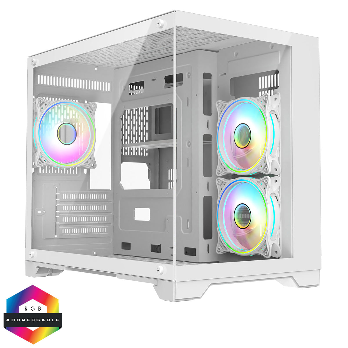 CiT Concept White MATX Gaming Cube Tempered Glass RGB