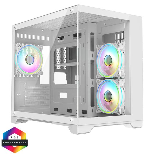 CiT Concept White MATX Gaming Cube Tempered Glass RGB