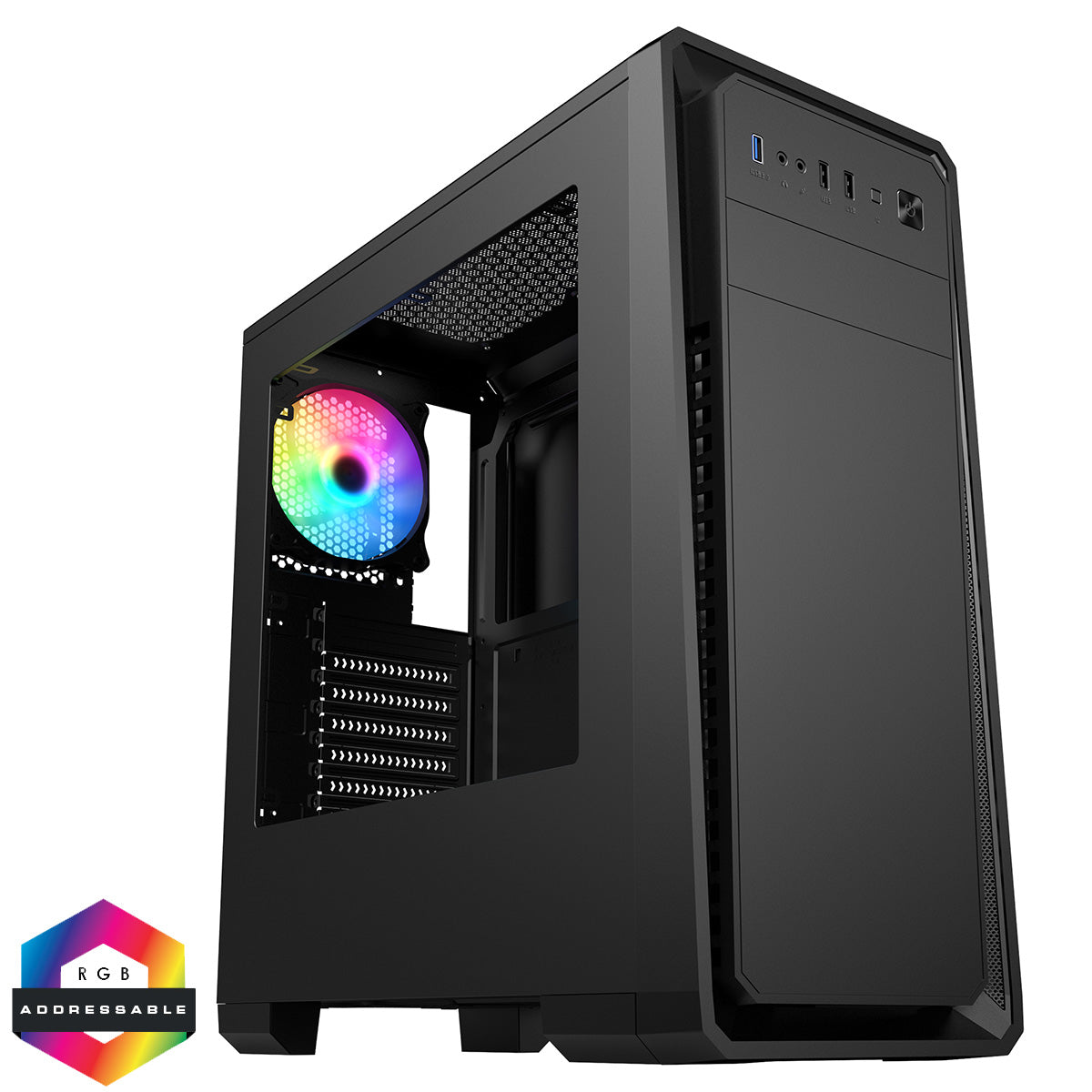 CiT Dark Soul Black Midi Case 120mm ARGB Fan Side Window