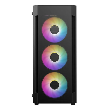 CiT Destroyer Black ATX Gaming Case with Tempered Glass Front and Side Panel with 6 x ARGB Fans and 6-Port MB Sync Hub CiT