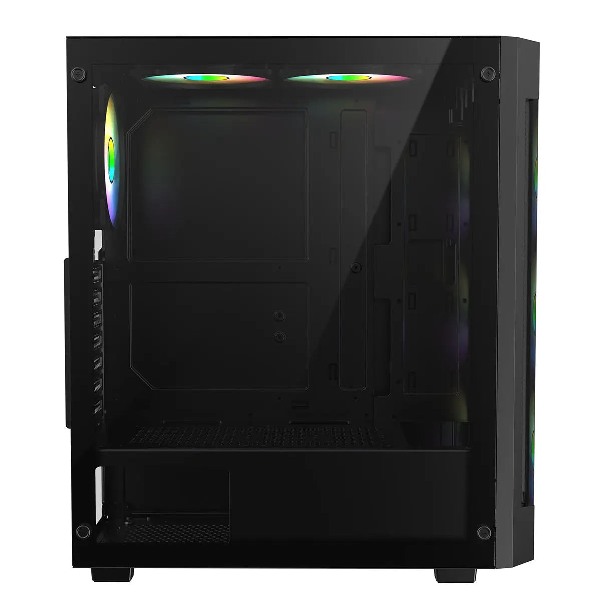 CiT Destroyer Black ATX Gaming Case with Tempered Glass Front and Side Panel with 6 x ARGB Fans and 6-Port MB Sync Hub CiT